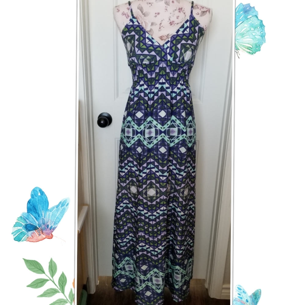 Geometric print maxi dress